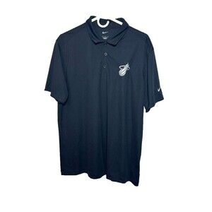 Nike Miami Heat Polo Shirt Men's Large Black Golf Short Sleeves New